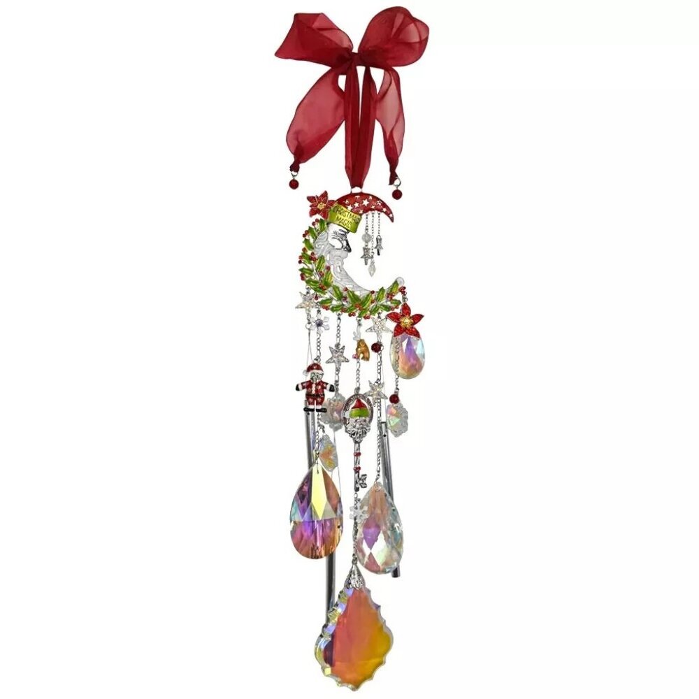 Kirks Folly Christmas Magic Moon Wind Chime Silvertone